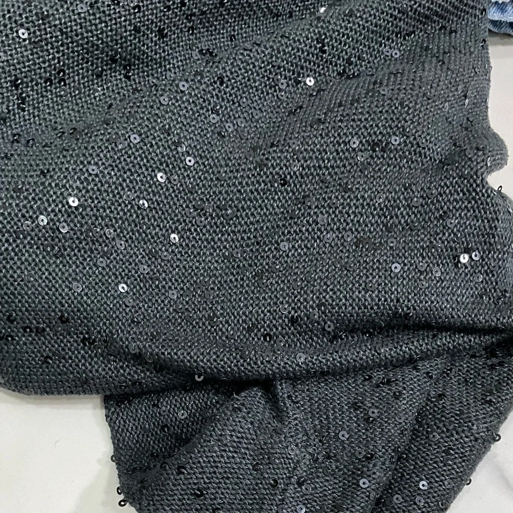 NEW Brunello Cucinelli Gray Black Sequin SS Top T-Shirt Evening Sweater Size S - Picture 8 of 9